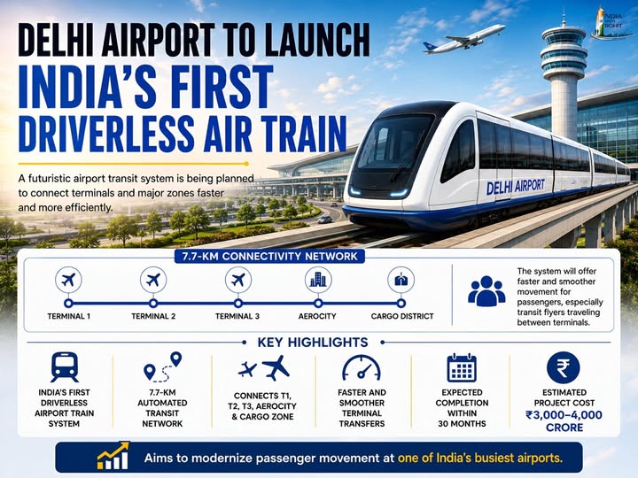 Delhi Airport Set to Launch India’s First Driverless Air Train