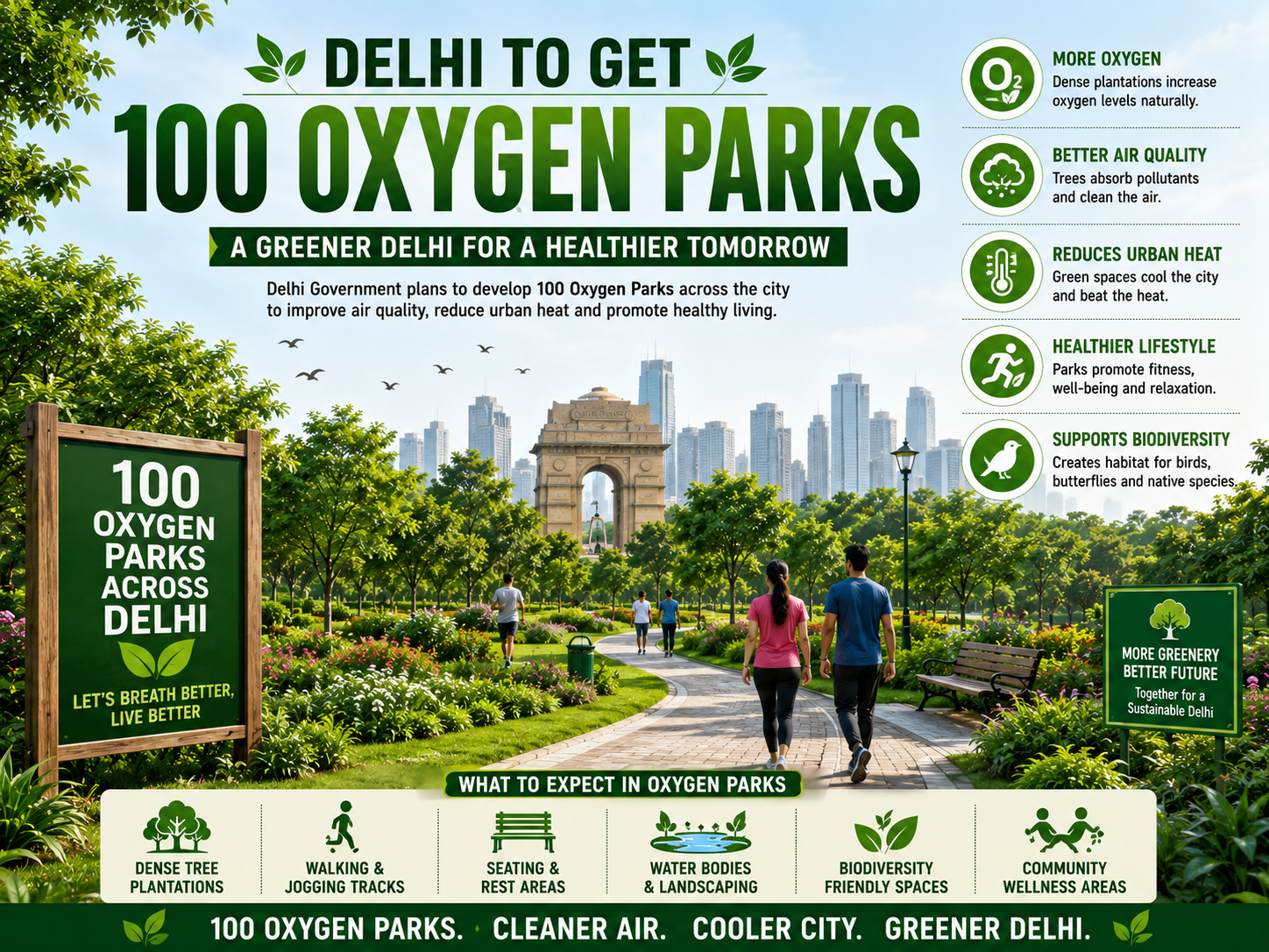 Delhi Government Announces 100 Oxygen Parks to Build a Greener and Healthier Capital
