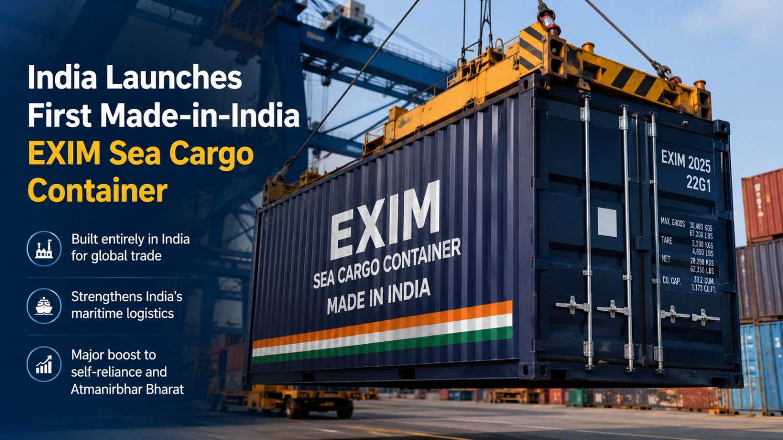 India Launches First Made-in-India EXIM Sea Cargo Container