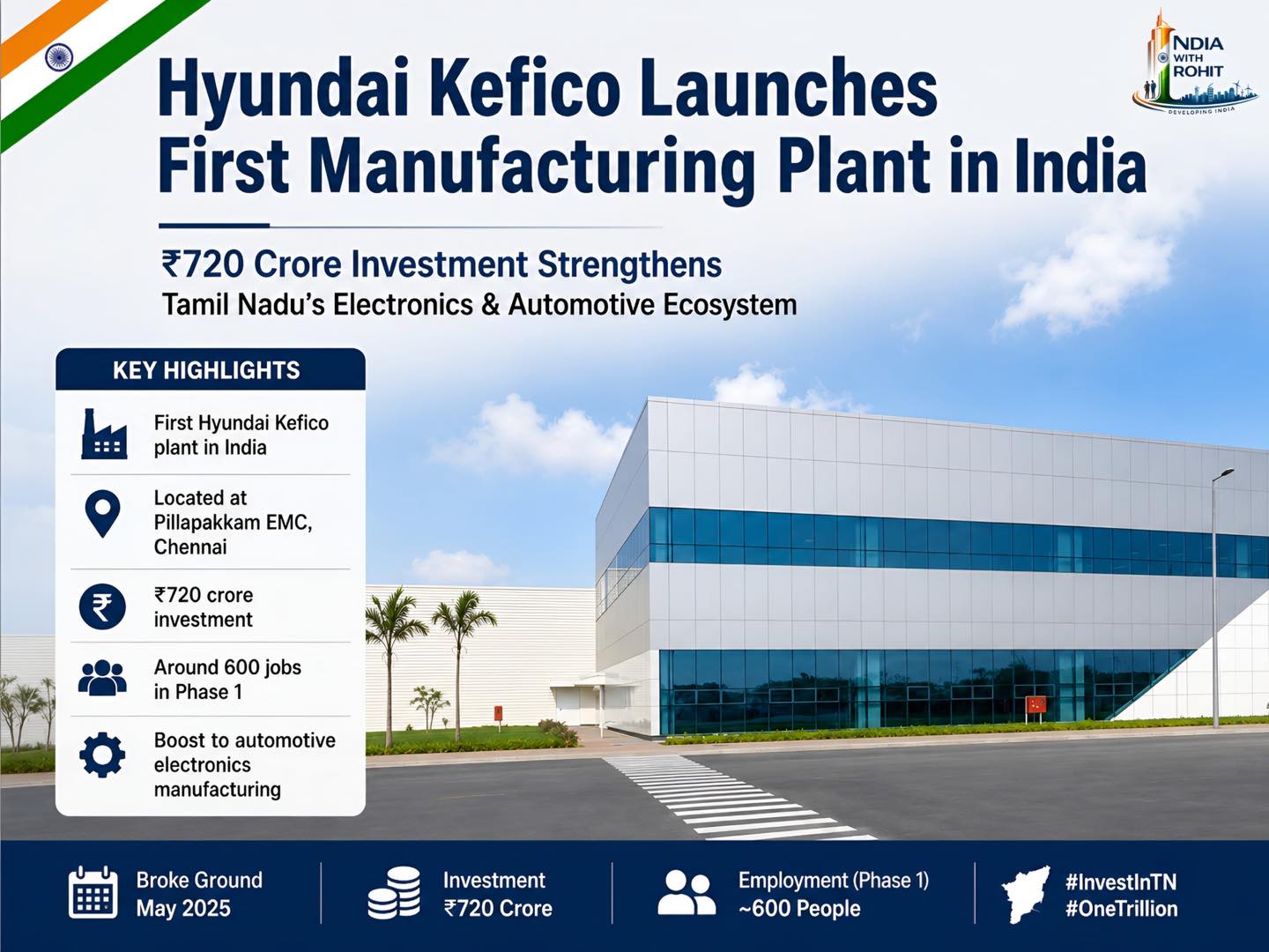 ₹Hyundai Kefico Corporation (현대케피코) launched their first #manufacturing unit of India in chennai Tamil nadu with an investment of ₹720 Crore.