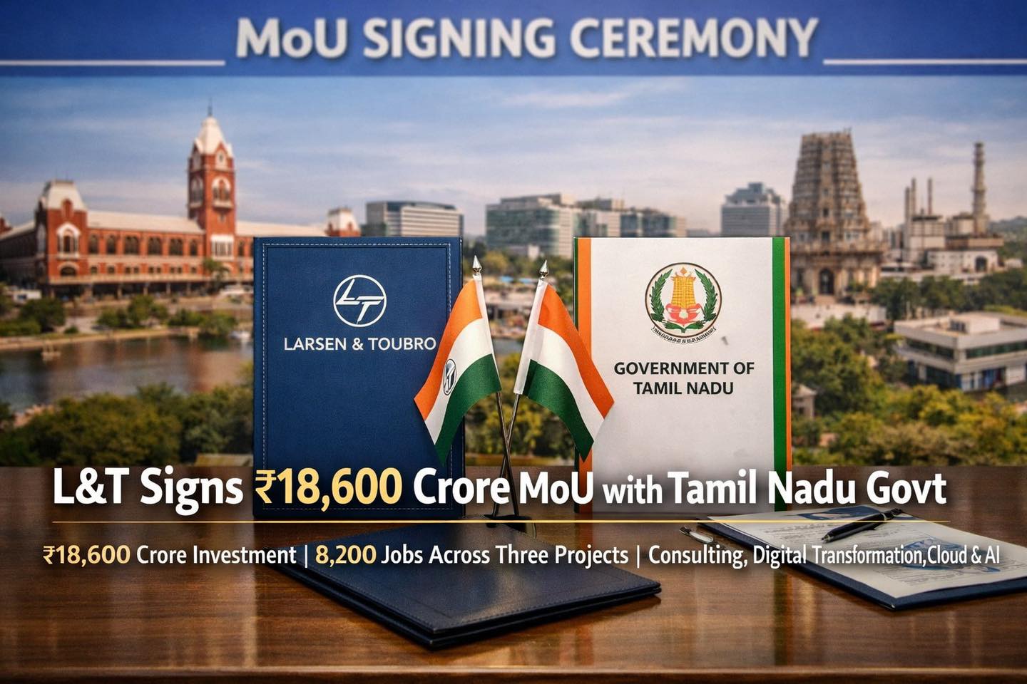 Larsen & Toubro ₹18600 Crore MoU with Tamilnadu Government. 