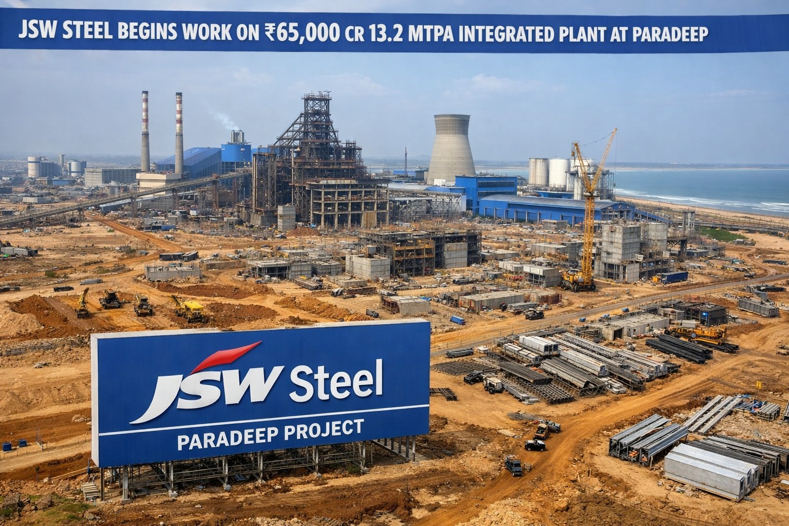 JSW Steel Begins Work on ₹65,000 Crore 13.2 MTPA Integrated Plant at Paradip