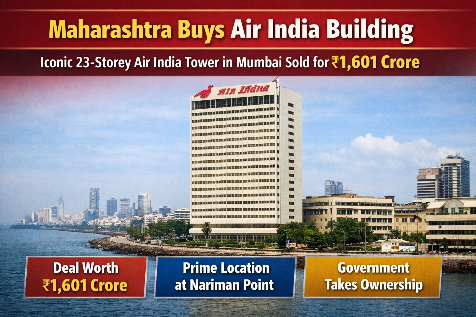 Maharashtra govt buys Mumbai's iconic 23-storey Air India building for 1,601 crore