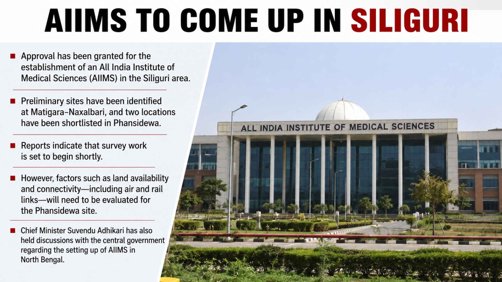 Aiims To Come Up In Siliguri