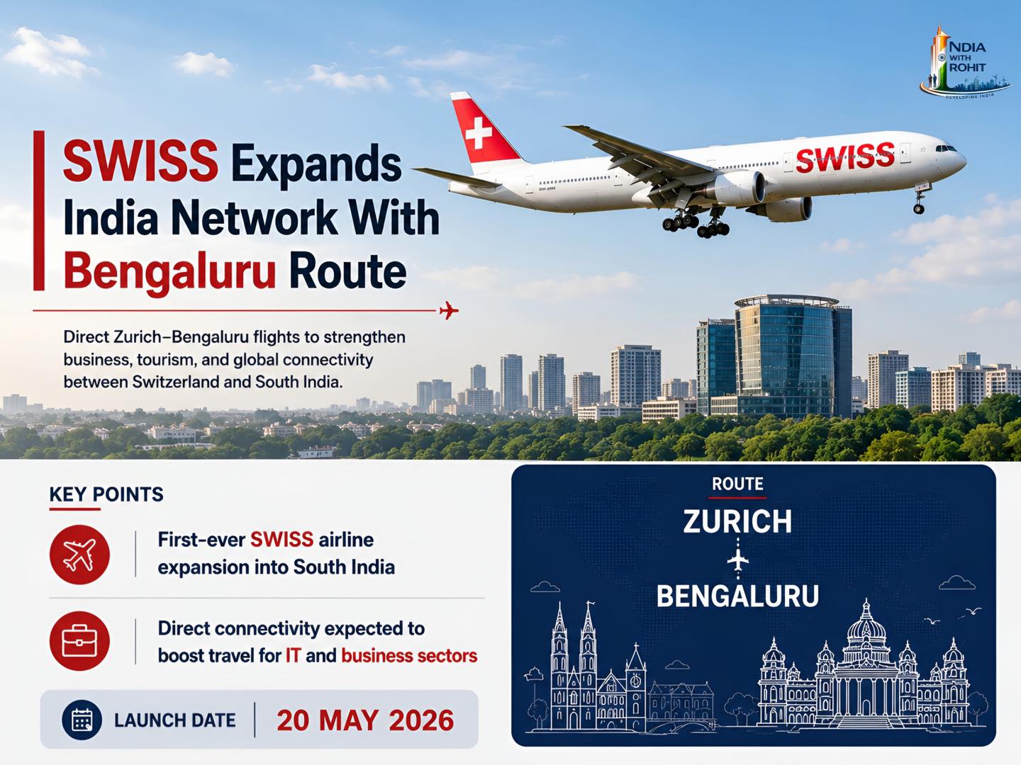 SWISS Expands India Presence With Bengaluru Connection